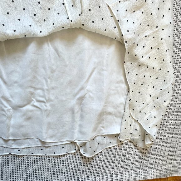 Rebecca Taylor Ivory Black Polka Dot 100% Silk A-line Midi Dress - Picture 8 of 8